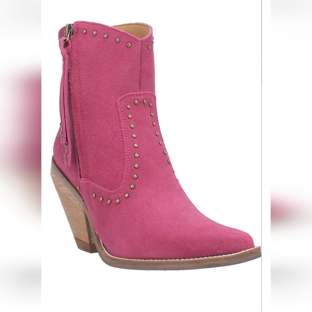 Dingo Womens Classy N Sassy Western Bootie Leather Fuchsia Suede 9 Rodeo Western